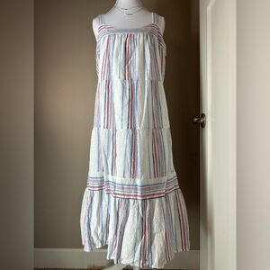 GAP‎ Striped Tiered Cotton Midi Dress Women’s M Sleeveless